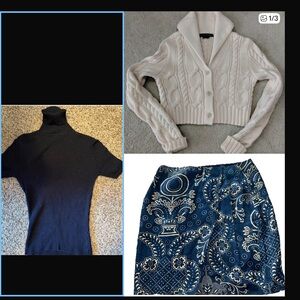 Vintage Navy Ribbed Ralph by Ralph Lauren Turtleneck Short Sleeve Sweater